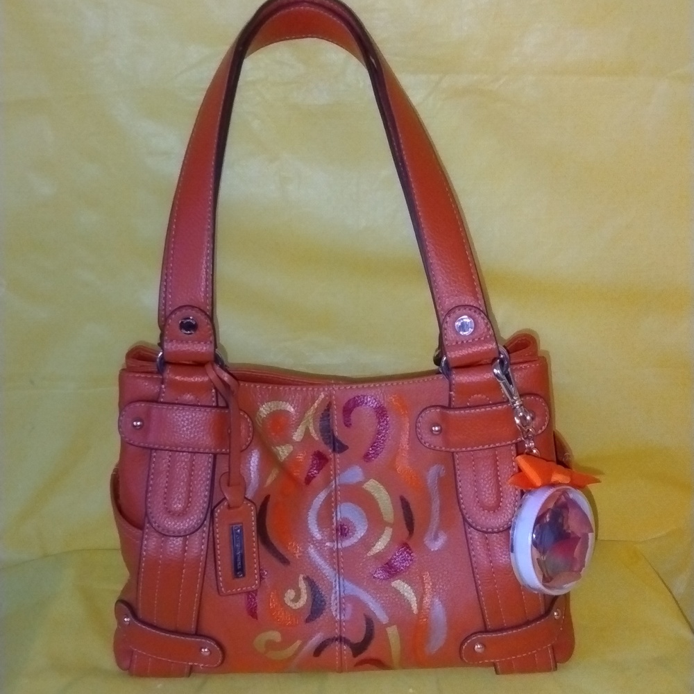 Tignanello Leather satchel and Bag Charm